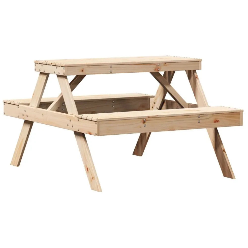Mesa de piquenique 105x134x75 cm madeira de pinho maciç com Garantia de 1 Ano