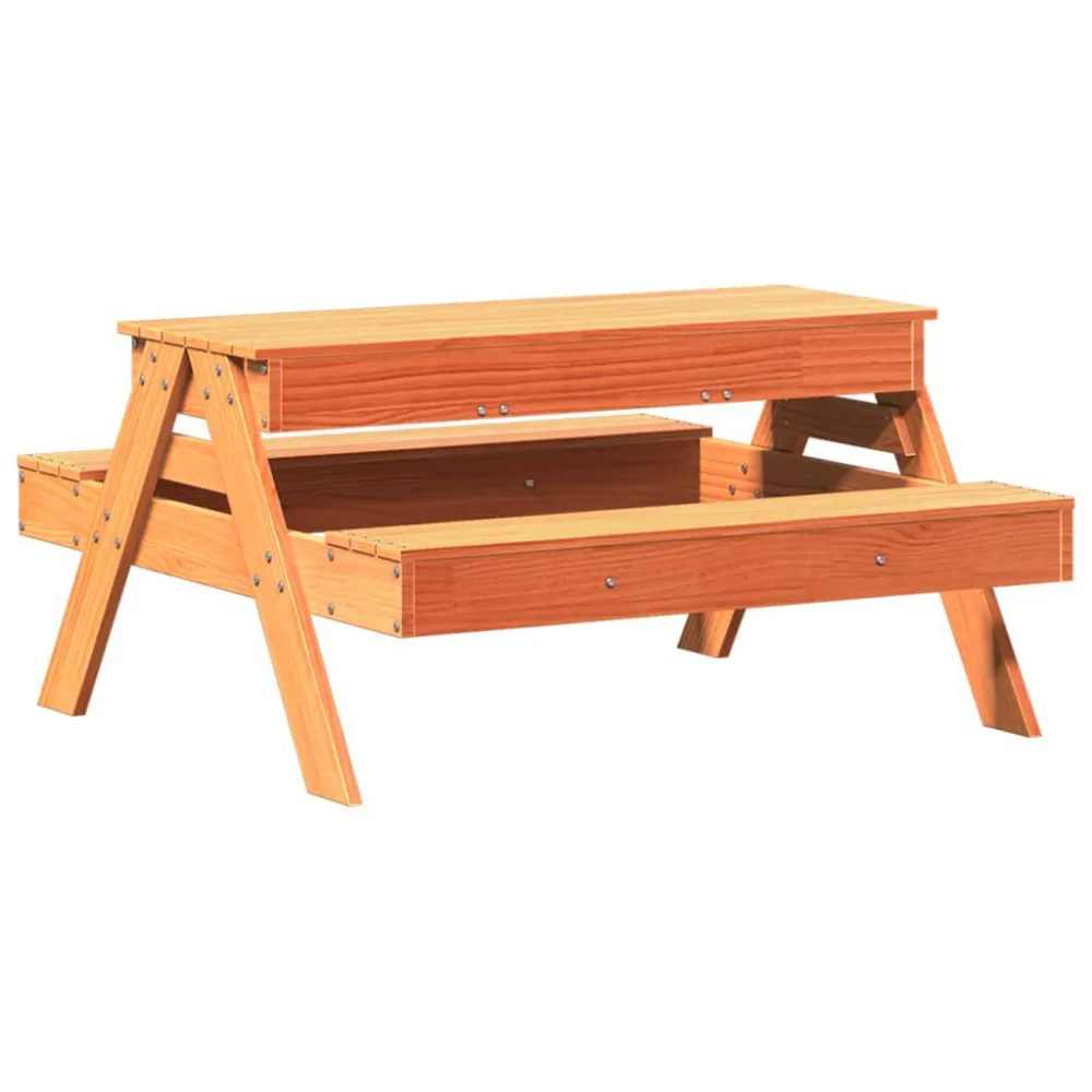 Mesa piquenique com caixa areia infan. pinho maciço castanho-mel | Material Impermeável