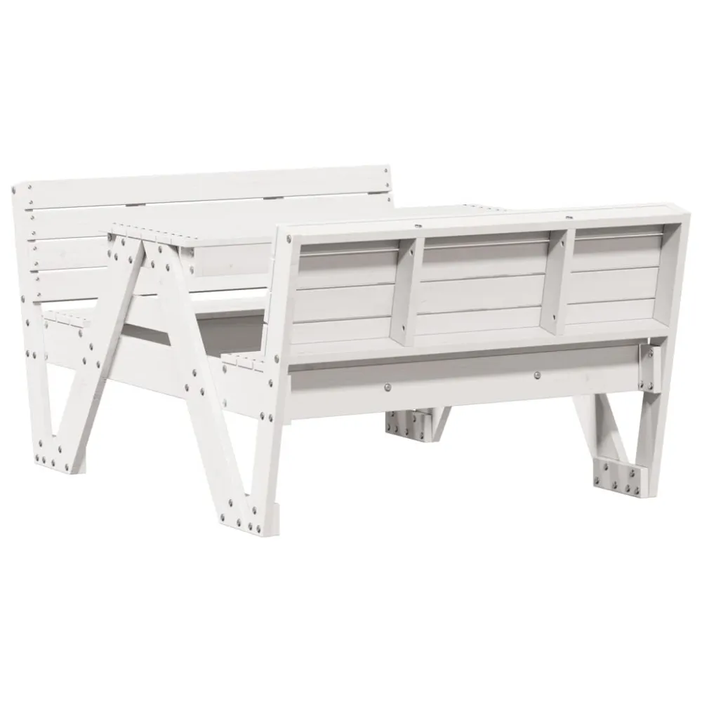 Mesa de piquenique para crianças 88x122x58 cm pinho maciço branco | Material Impermeável