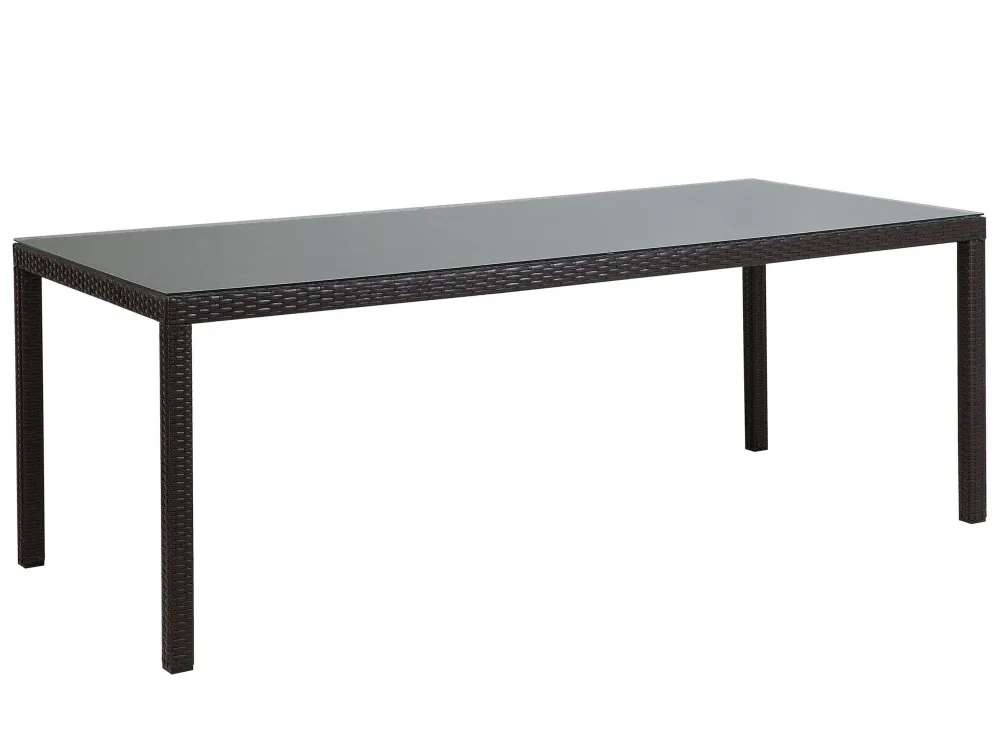 Mesa de refeições de jardim em rattan sintético castanho fosco 220 x 100 cm ITALY