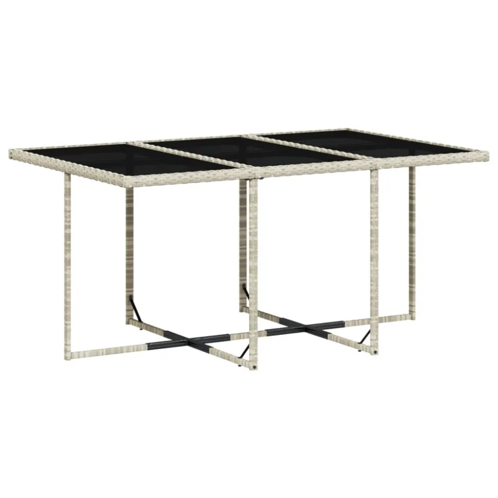 7 pcs conj. jantar para jardim com almofadões vime PE cinza-claro com Garantia de 1 Ano