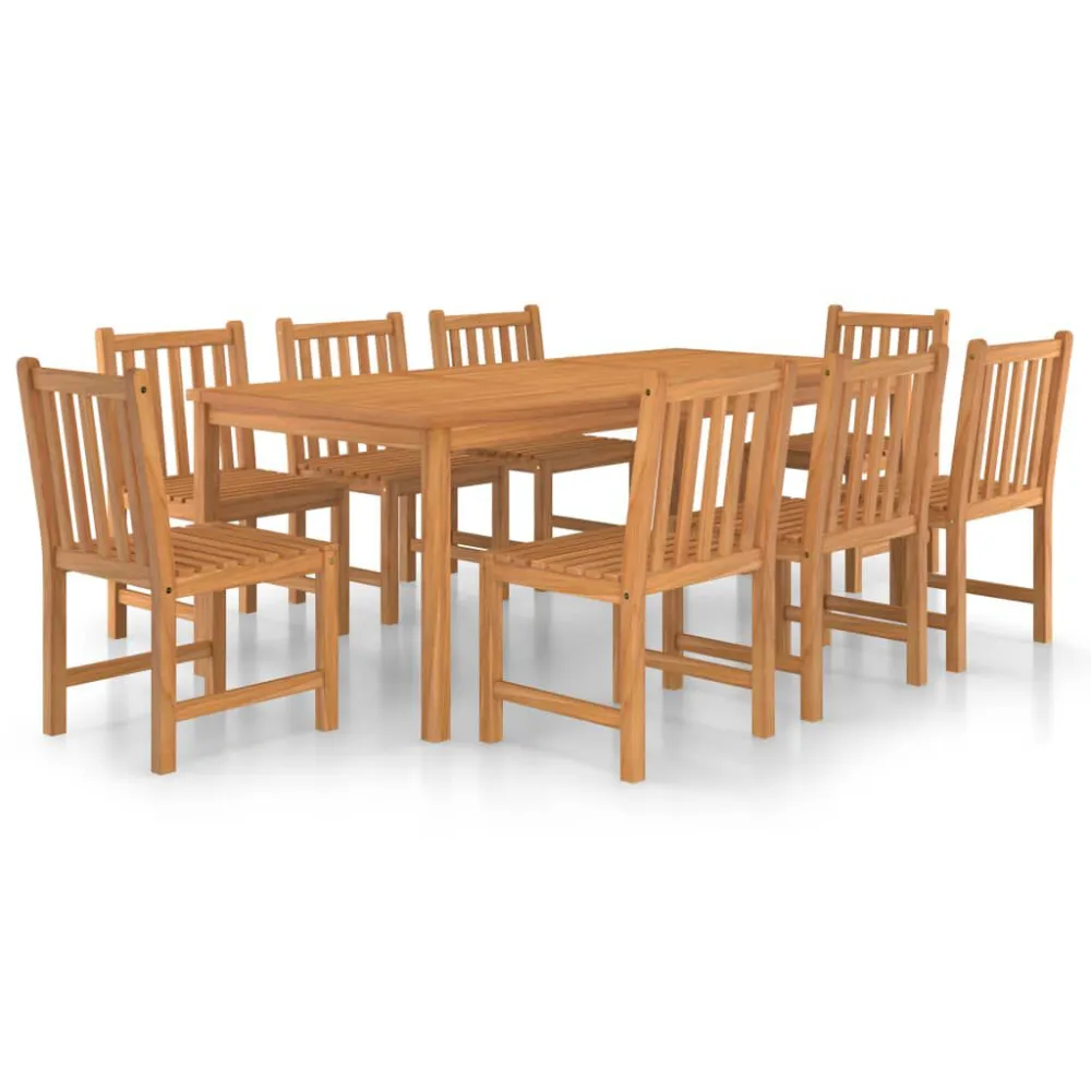 9 pcs conjunto de jantar para jardim madeira de teca maciç | Material Impermeável