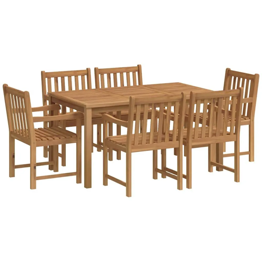 7 pcs conjunto de jantar para jardim madeira de teca maciç | Material Impermeável