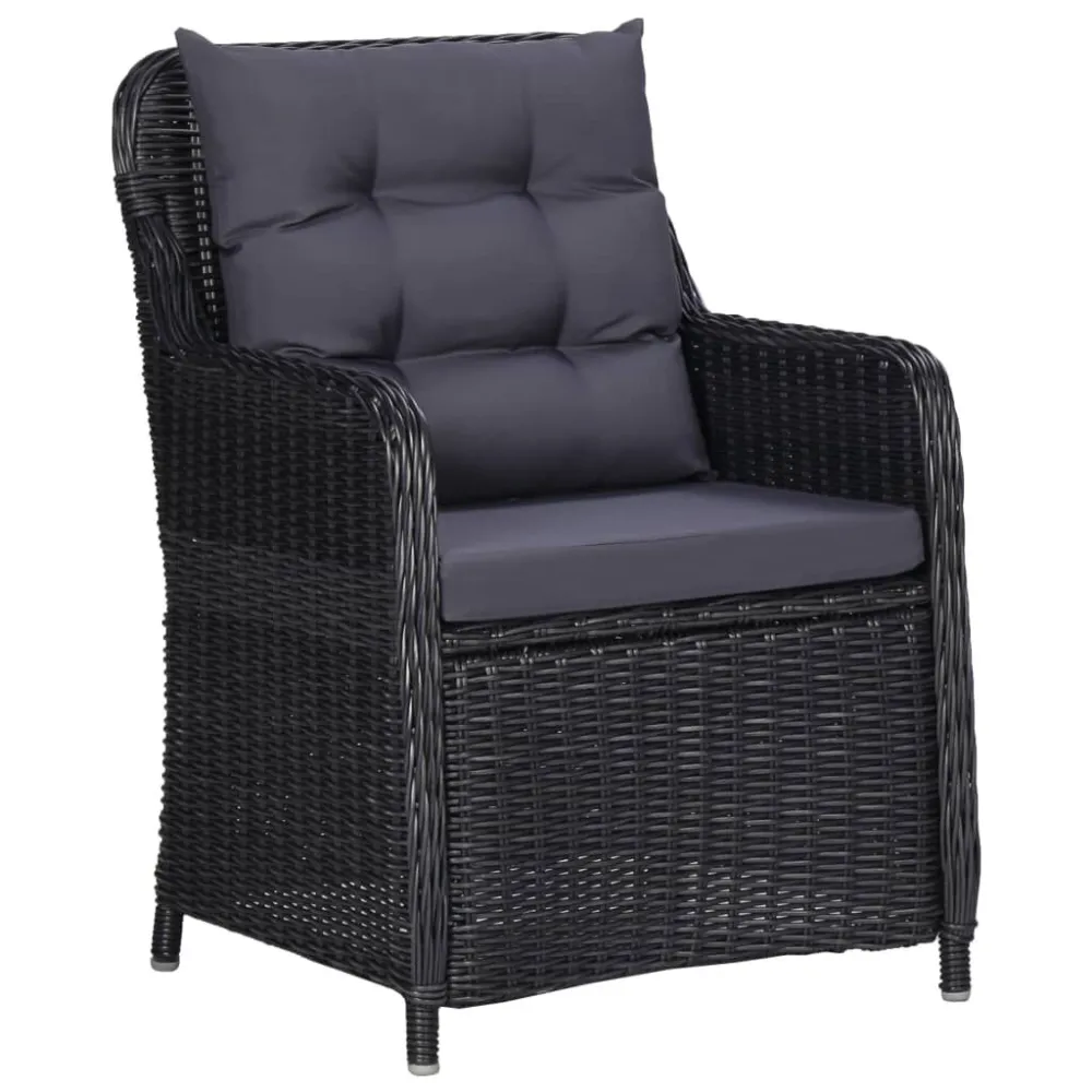 7 pcs conjunto de jantar para jardim vime PE preto | Material Impermeável