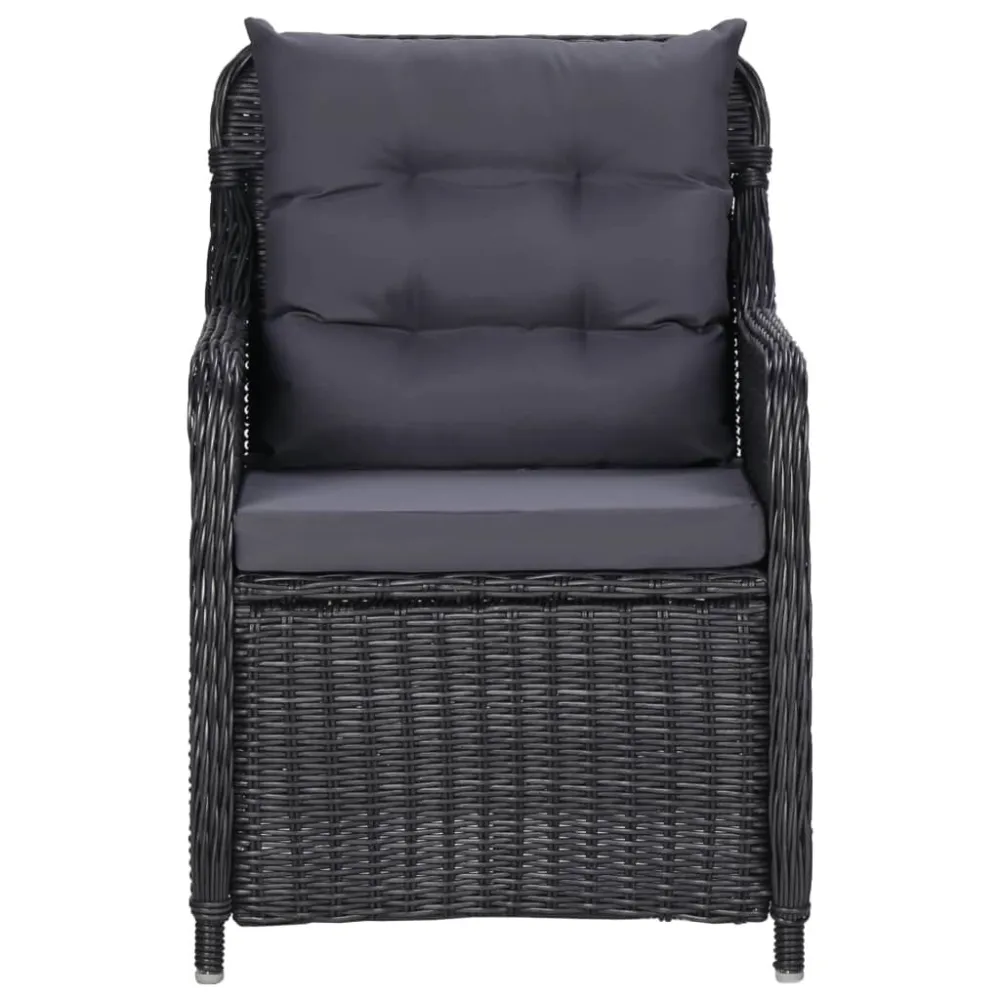 7 pcs conjunto de jantar para jardim vime PE preto | Material Impermeável