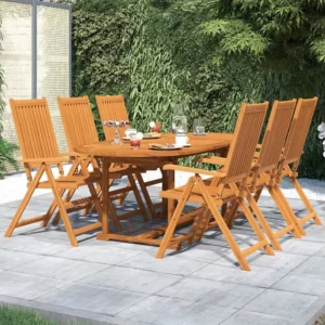 7 peças conjunto de jantar para jardim madeira de acácia maciç com Garantia de 1 Ano