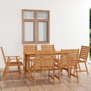 7 peças conjunto de jantar para jardim madeira de acácia maciç com Garantia de 1 Ano