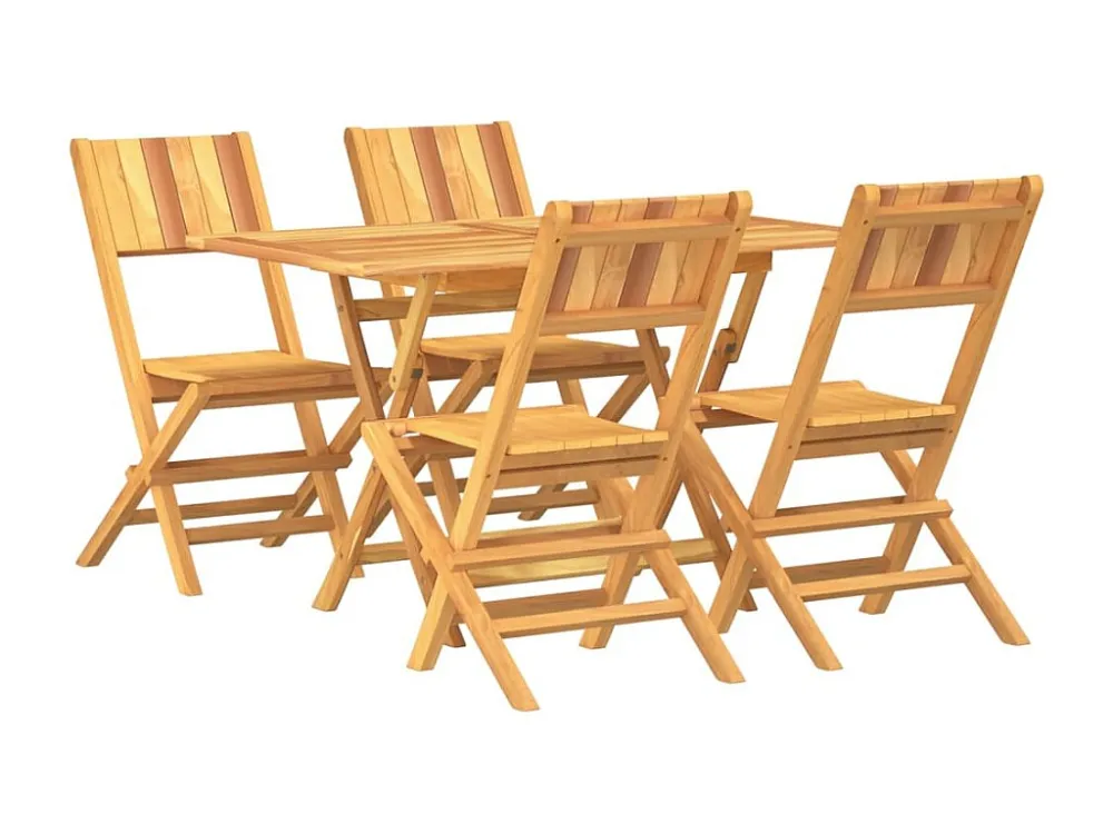 5 peças conjunto de jantar para jardim madeira de teca maciç | Material Impermeável
