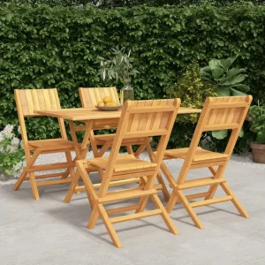 5 peças conjunto de jantar para jardim madeira de teca maciç | Material Impermeável