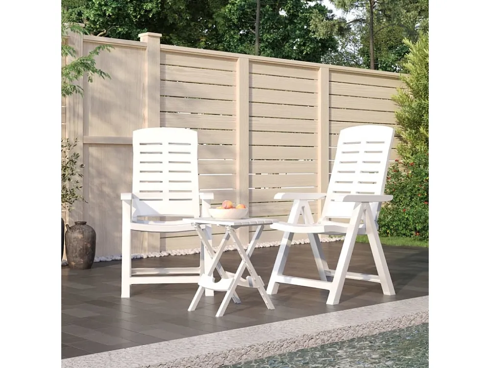 3 peças conjunto de jantar para jardim polipropileno branco com Garantia de 1 Ano