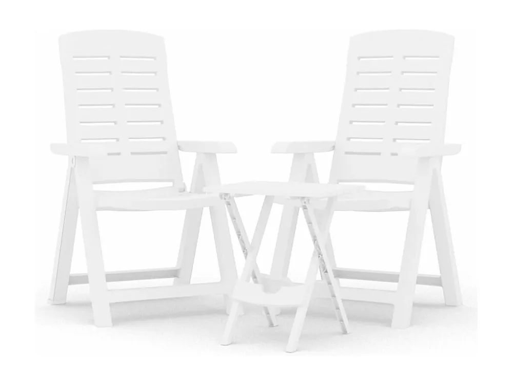 3 peças conjunto de jantar para jardim polipropileno branco com Garantia de 1 Ano
