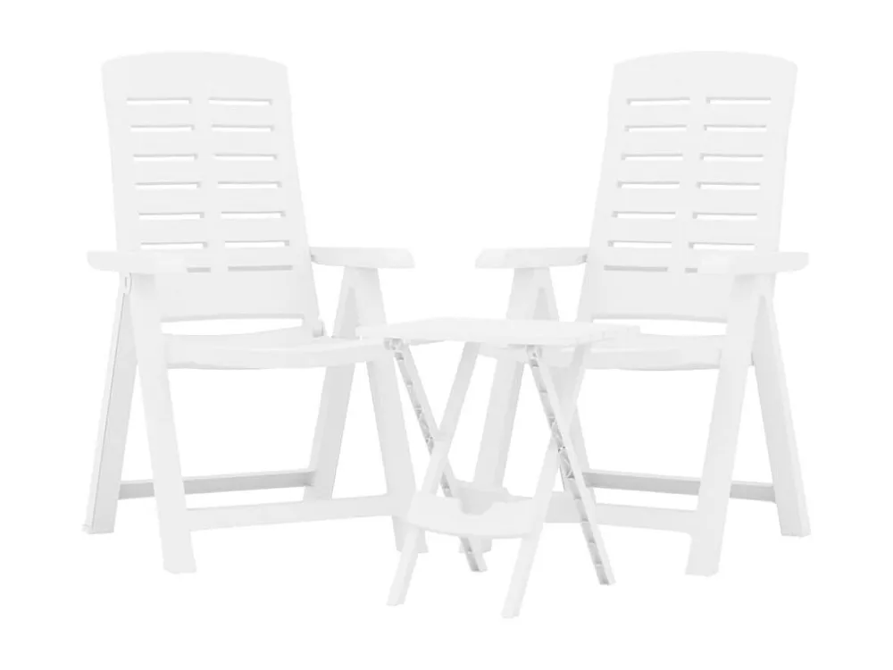 3 peças conjunto de jantar para jardim polipropileno branco com Garantia de 1 Ano