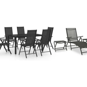 10 peças conjunto de jantar para jardim preto e antracite | Material Impermeável