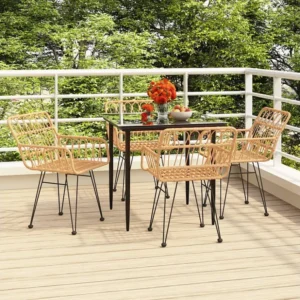 5 peças conjunto de jantar para jardim vime PE com Garantia de 1 Ano