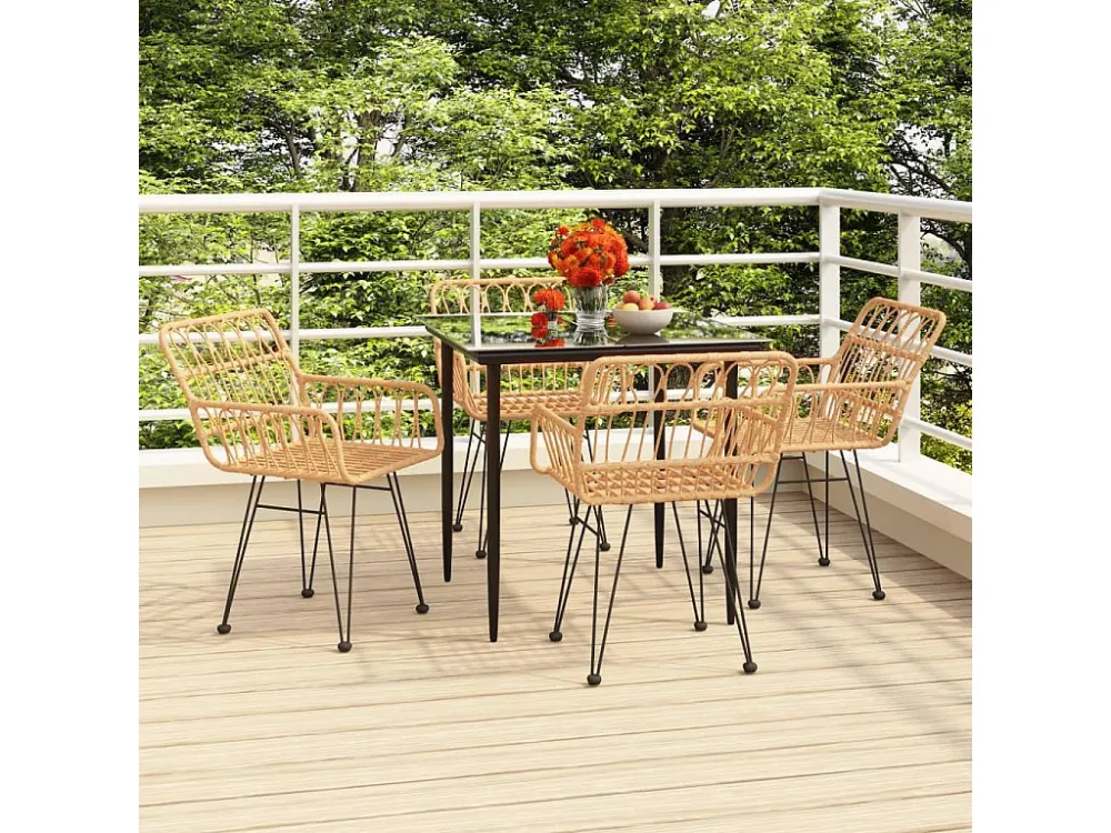 5 peças conjunto de jantar para jardim vime PE com Garantia de 1 Ano