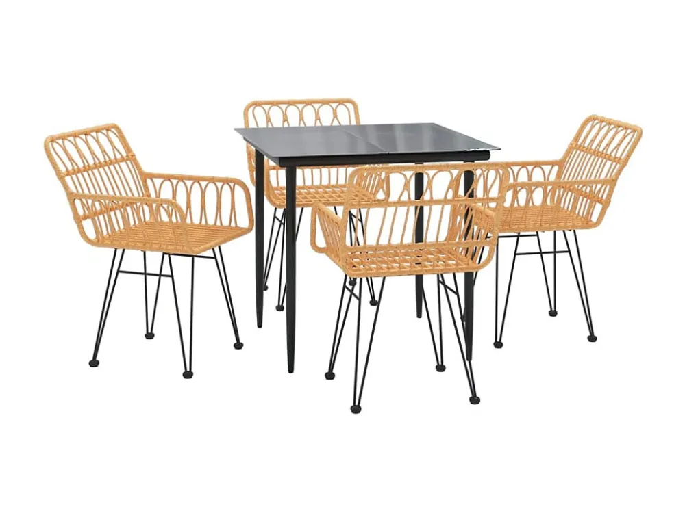 5 peças conjunto de jantar para jardim vime PE com Garantia de 1 Ano