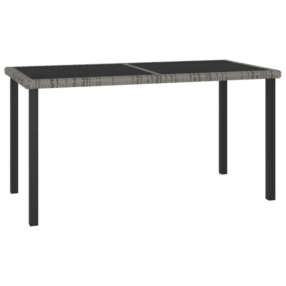 Portátil e Dobrável Mesa de jantar para jardim 140x70x73 cm vime PE cinzento