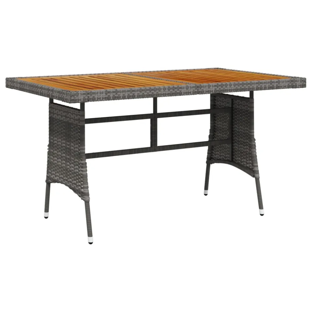 Portátil e Dobrável Mesa de jardim 130x70x72 cm vime PE e acácia maciç cinzento