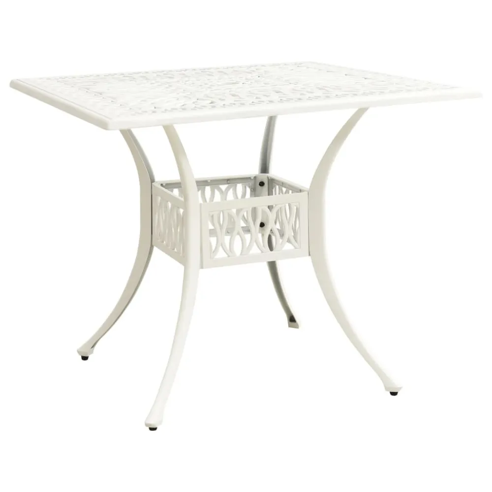 Portátil e Dobrável Mesa de jardim 90x90x73 cm alumínio fundido branco