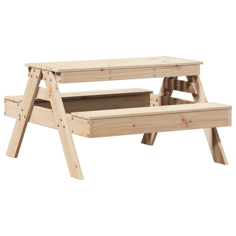 Portátil e Dobrável Mesa de piquenique para crianças 88x97x52 cm pinho maciço