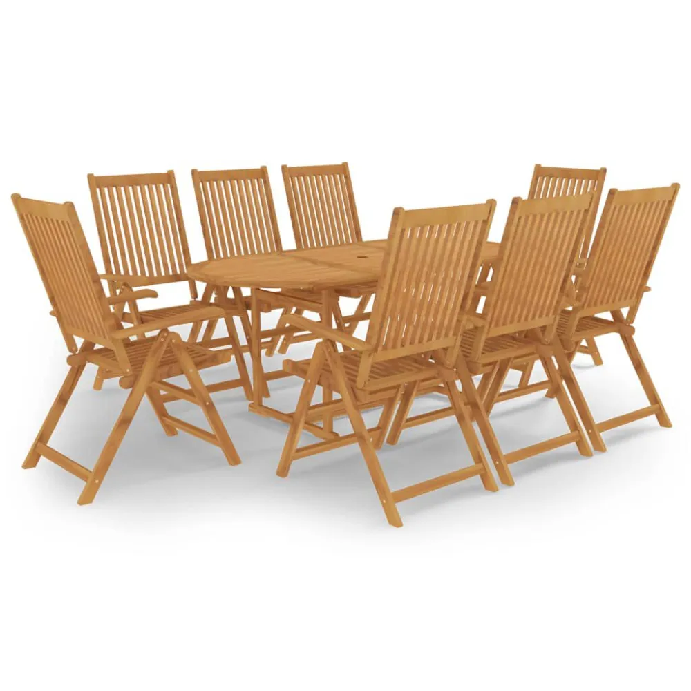 Portátil e Dobrável 9 pcs conjunto de jantar para jardim madeira de teca maciç