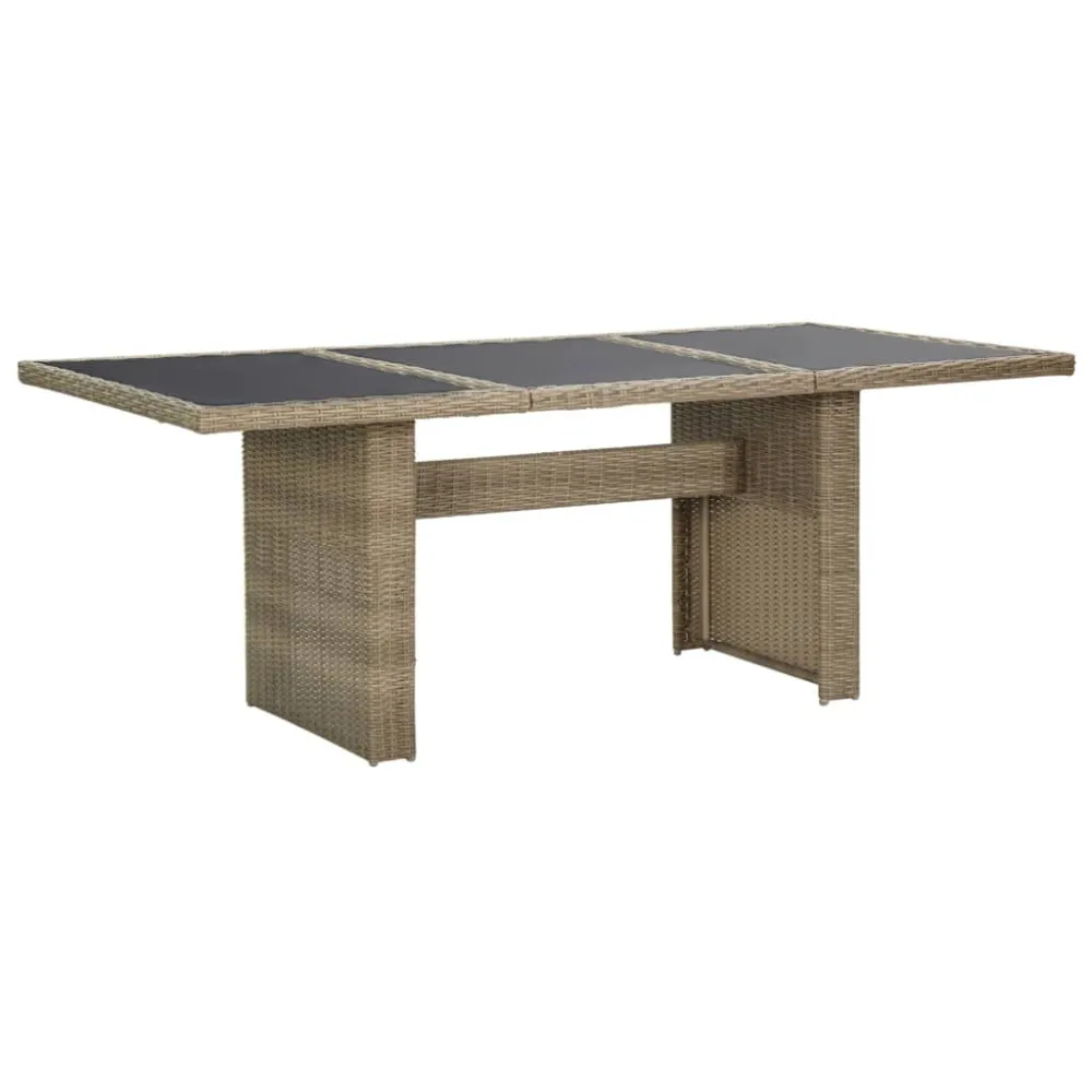 Premium Resistente à Intempérie Mesa de jantar jardim 200x100x74 cm vidro e vime PE castanho
