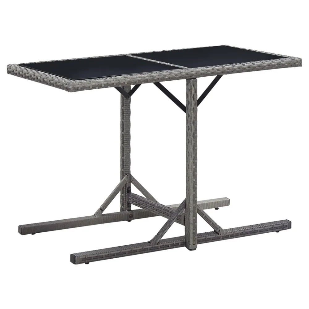 Premium Resistente à Intempérie Mesa de jardim 110x53x72 cm vidro e vime PE antracite
