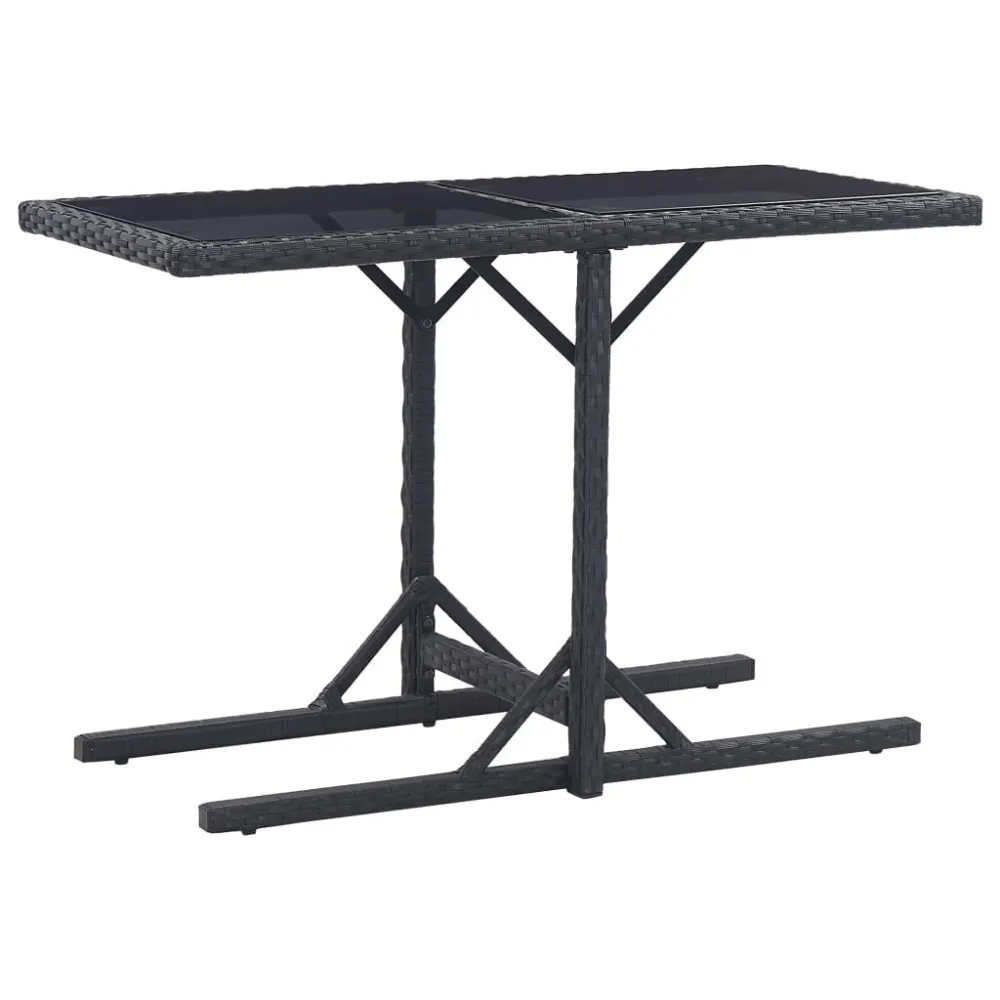 Premium Resistente à Intempérie Mesa de jardim 110x53x72 cm vidro e vime PE preto