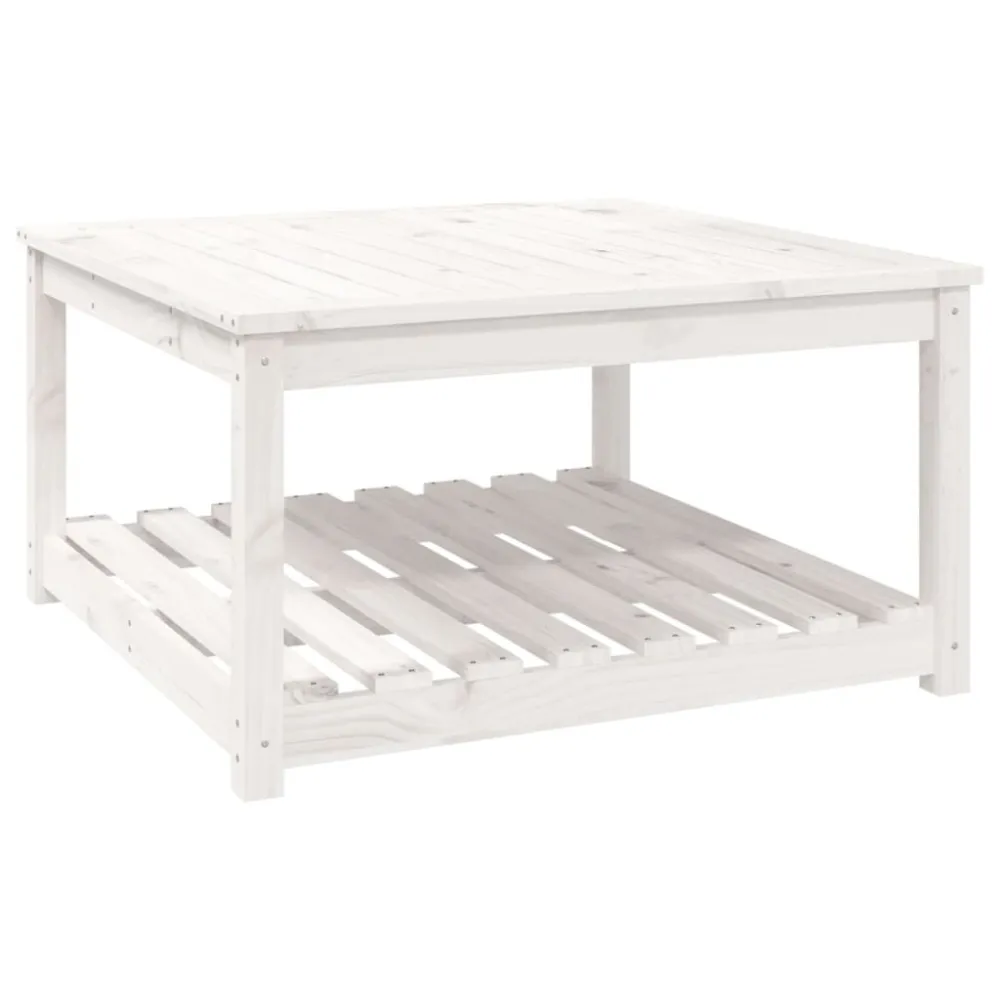 Premium Resistente à Intempérie Mesa de jardim 82,5x82,5x45 cm madeira de pinho maciç branco