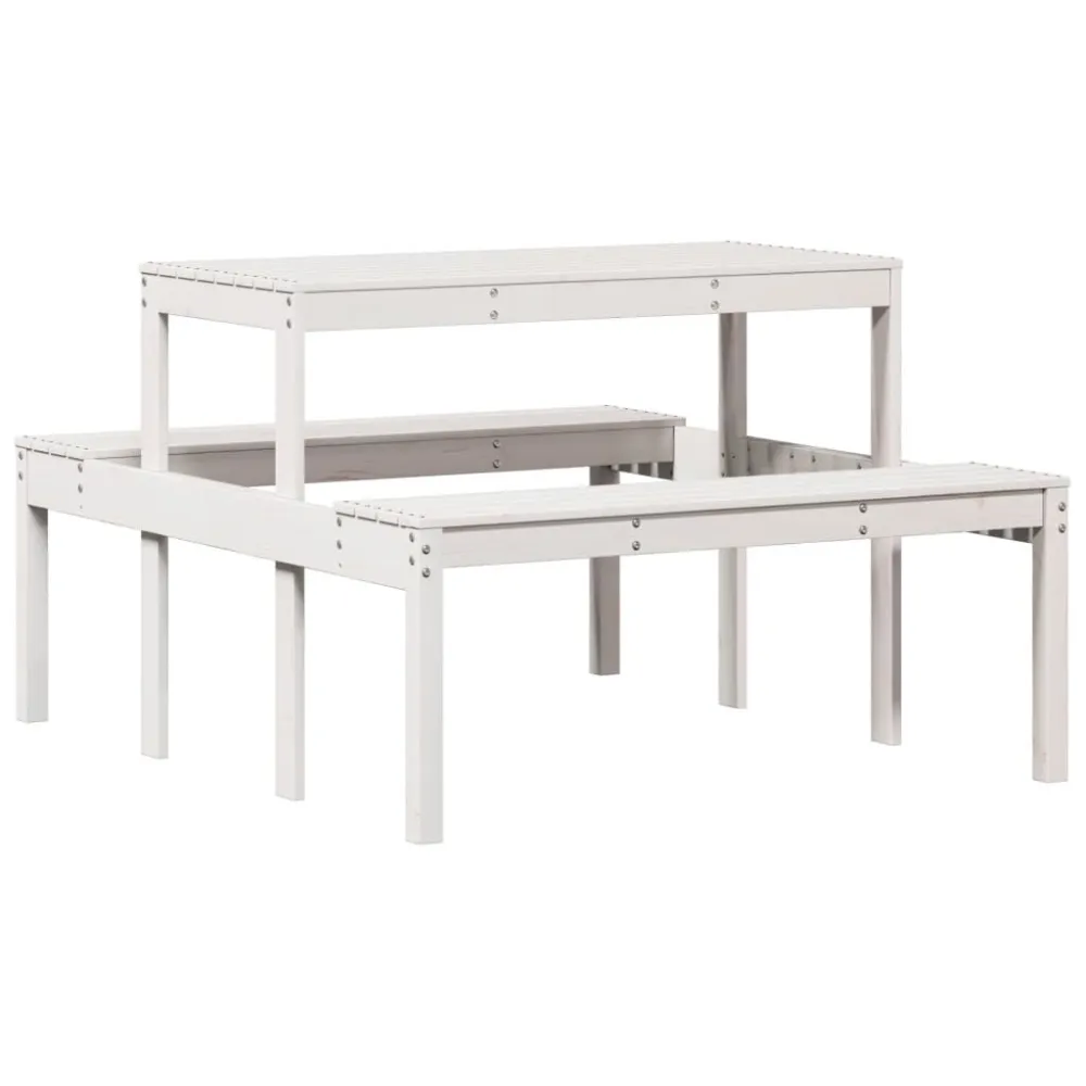 Premium Resistente à Intempérie Mesa de piquenique 110x134x75 cm madeira de pinho maciç branco