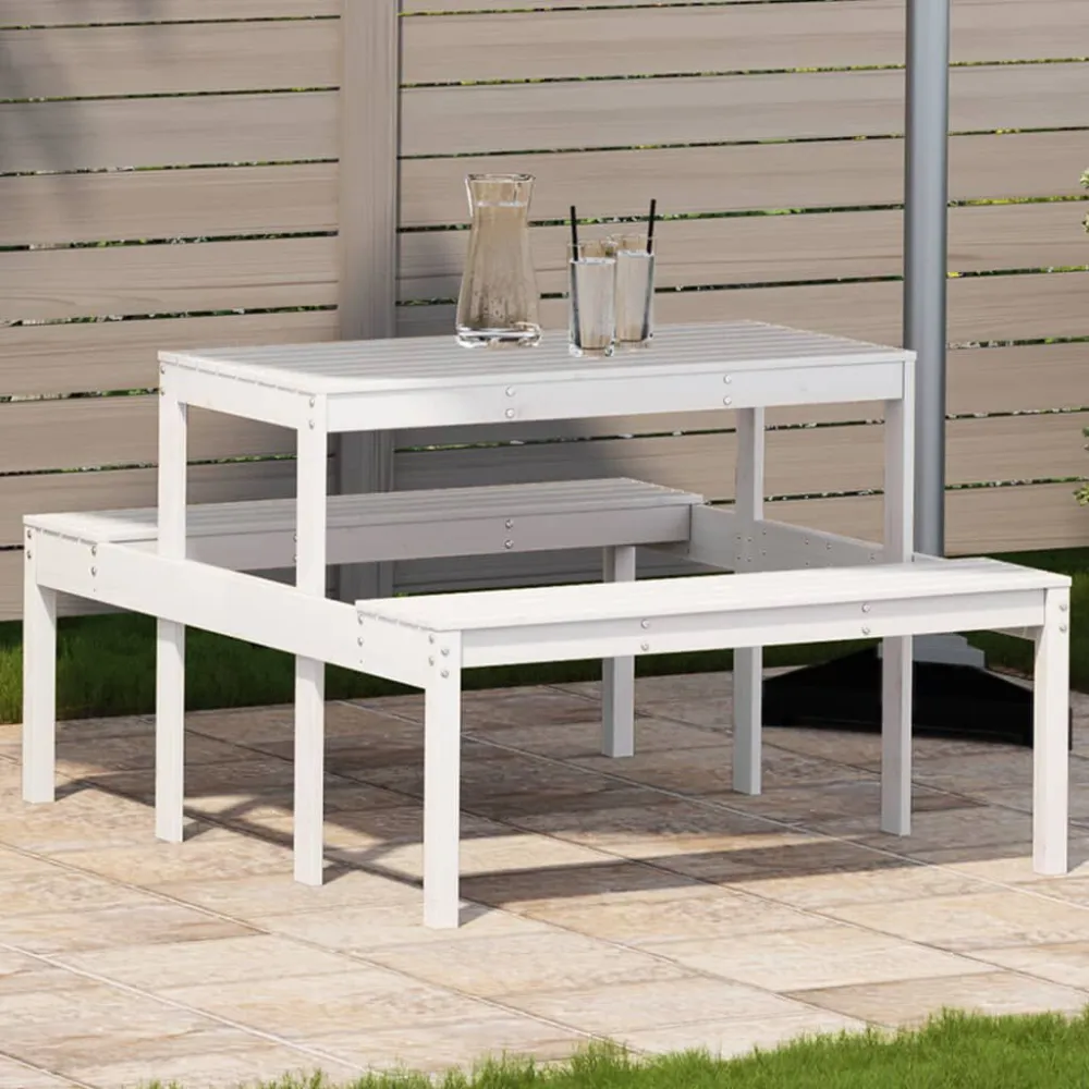 Premium Resistente à Intempérie Mesa de piquenique 110x134x75 cm madeira de pinho maciç branco