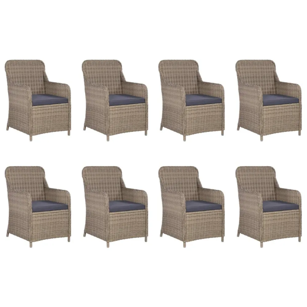 Premium Resistente à Intempérie 9 pcs conjunto de jantar para jardim vime PE castanho