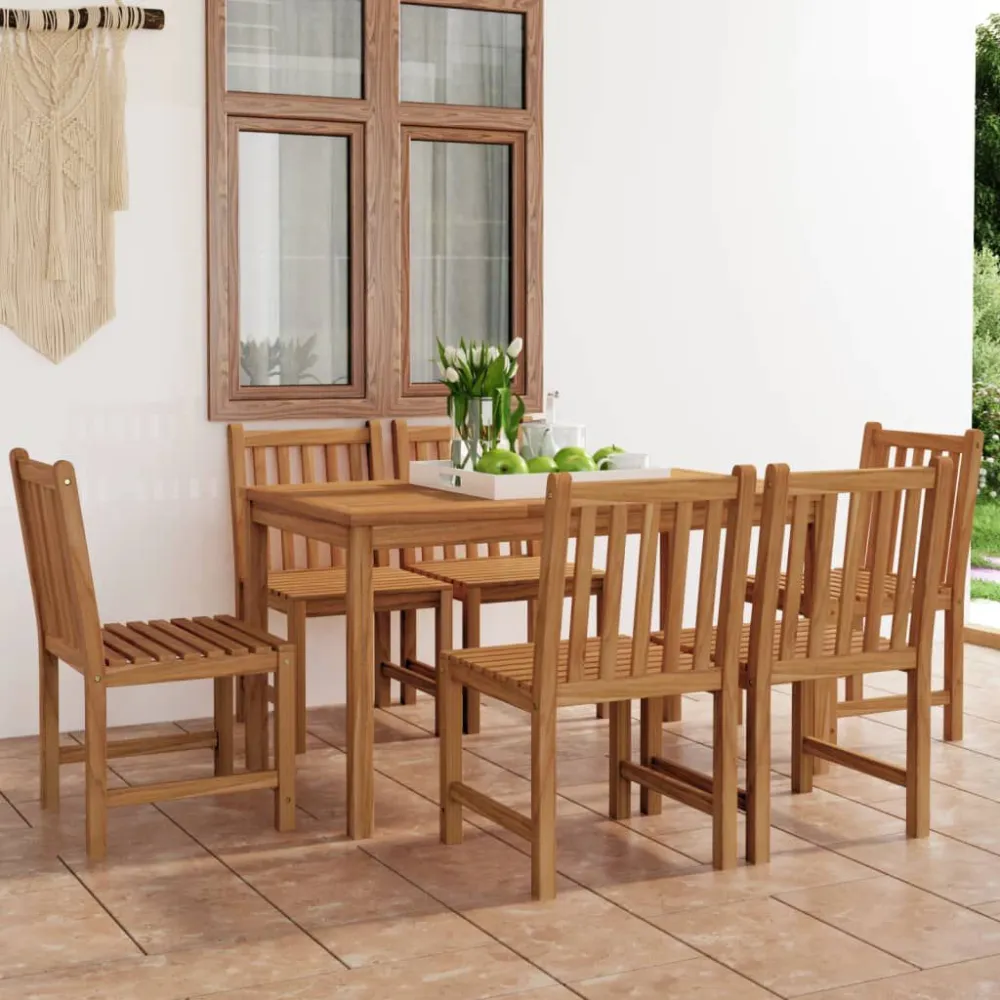 Premium Resistente à Intempérie 7 pcs conjunto de jantar para jardim madeira de teca maciç