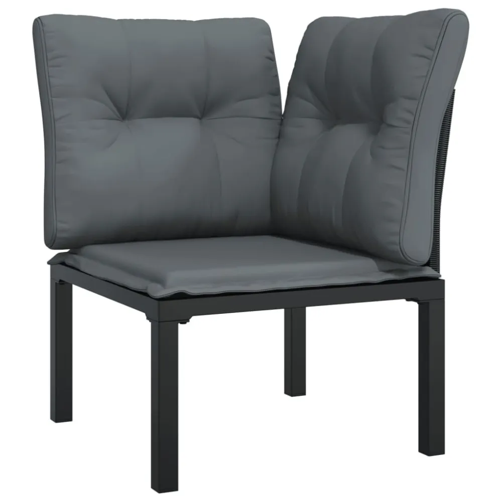 Premium Resistente à Intempérie 6 pcs conjunto lounge de jardim vime PE preto e cinzento