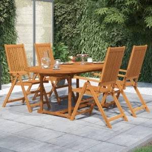 Premium Resistente à Intempérie 5 peças conjunto de jantar para jardim madeira de acácia maciç