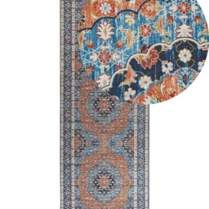 Tapete azul e laranja 70 x 200 MIDALAM Fácil de Limpar