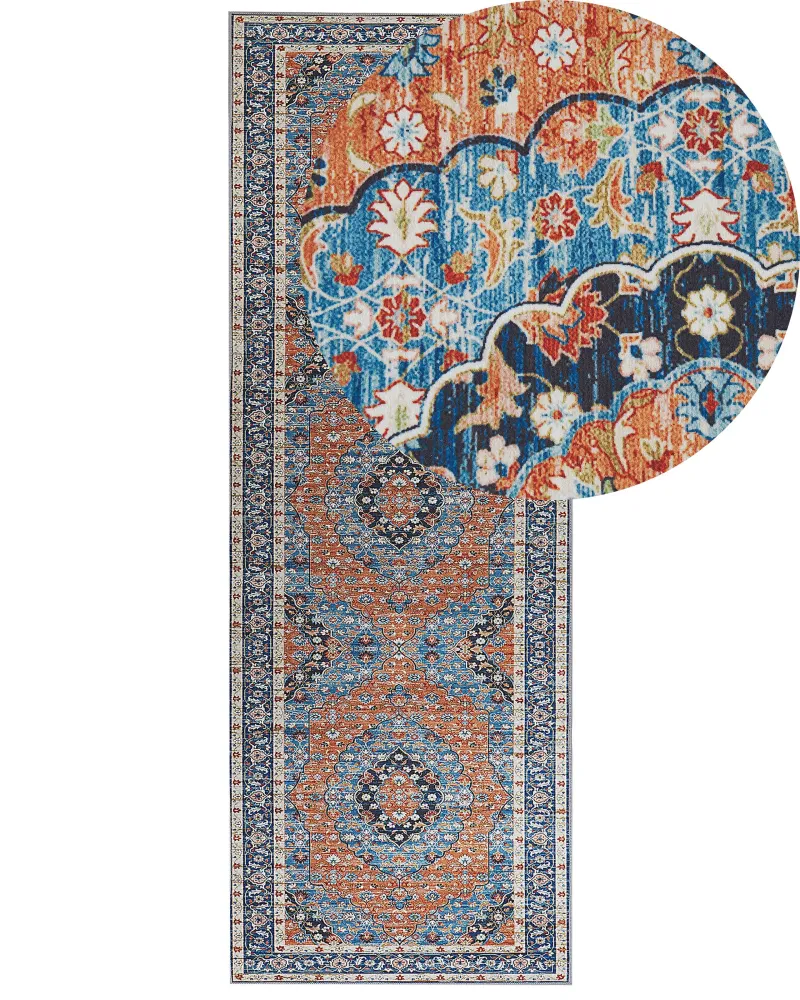 Tapete azul e laranja 70 x 200 MIDALAM Fácil de Limpar