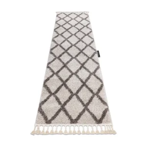 Tapete, Passadeira BERBER TROIK creme - para cozinha, ante-sala, corre 60x200 cm Cor Cinza Antracite