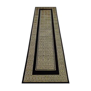 Tapete, Passadeira GLOSS sofisticado 6776 86 à moda, quadro, grego preto 80x250 cm Conjunto de 3 Peças