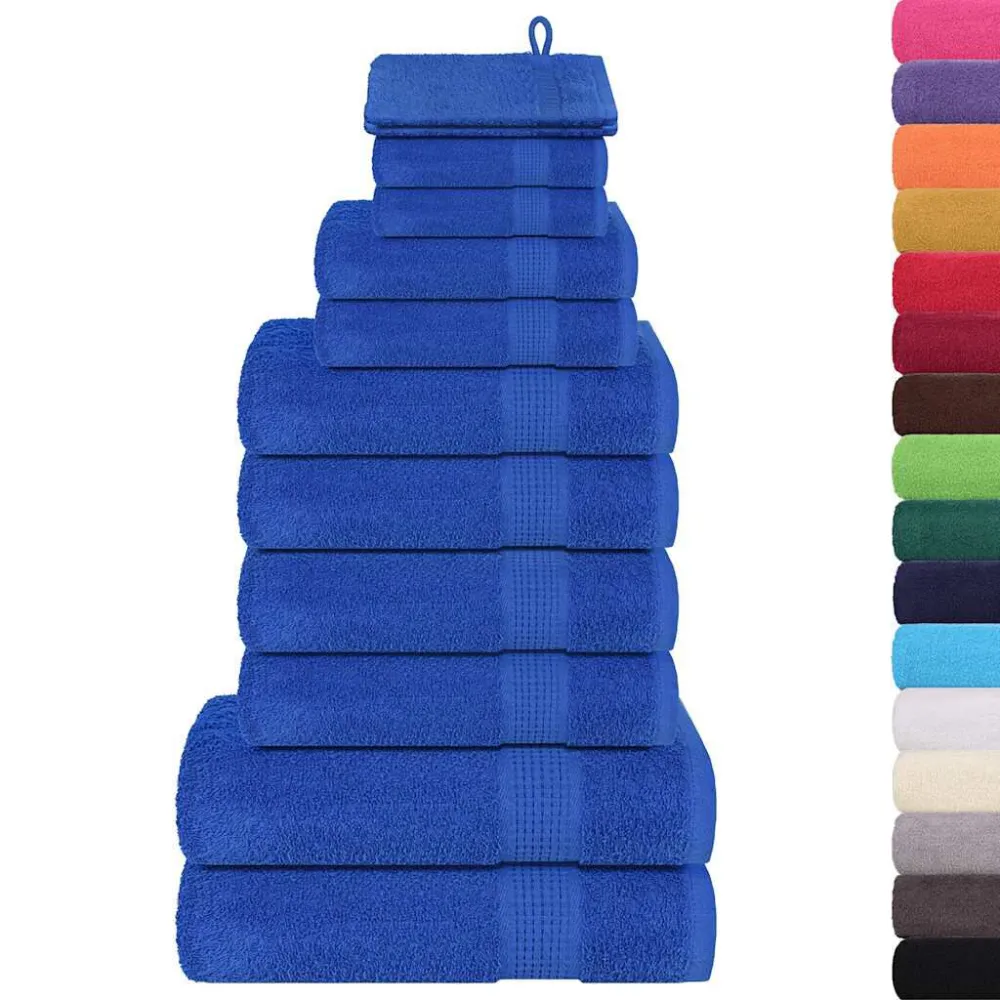 12pcs Conjunto toalhas banho 360 gsm 100% algodão azul para Spa e Piscina