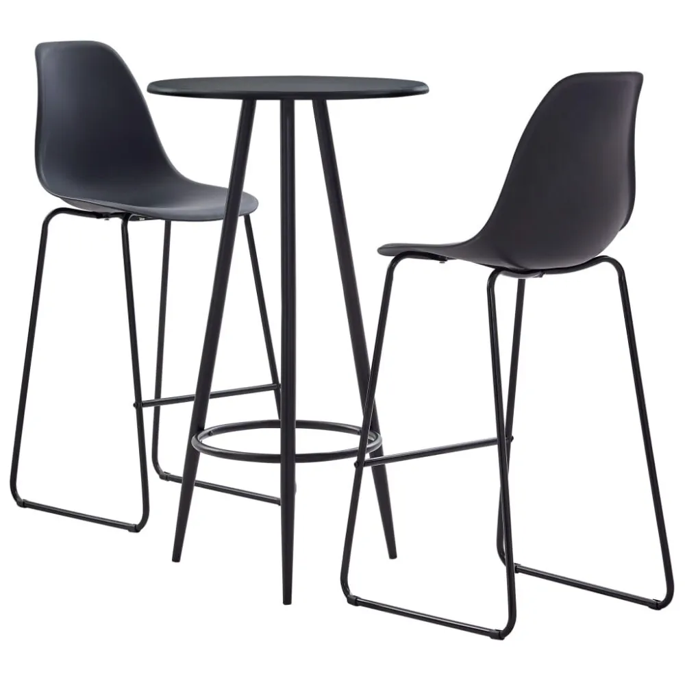 Armário para Louças 3 pcs conjunto de bar plástico preto