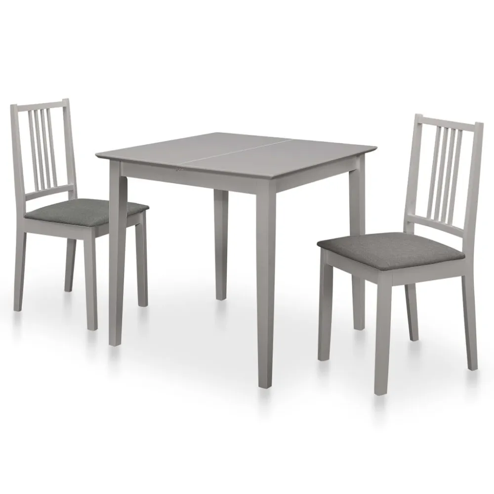 3 pcs conjunto de jantar MDF cinzento Montagem em 30 Minutos
