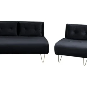 Coleção de Cama Temática Conjunto de sofás-cama com 3 lugares em veludo preto VESTFOLD