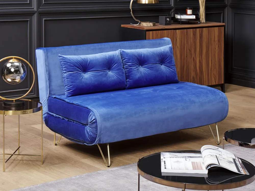 Coleção de Luxo Conjunto de sofás-cama com 3 lugares em veludo azul marinho VESTFOLD