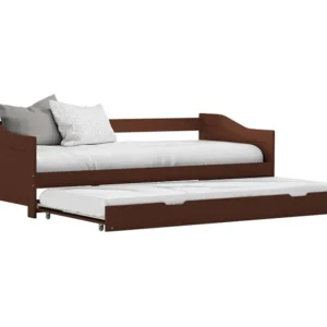 Conjunto de Cama de Algodão Estrutura sofá-cama de puxar 90x200 cm madeira pinho castanho