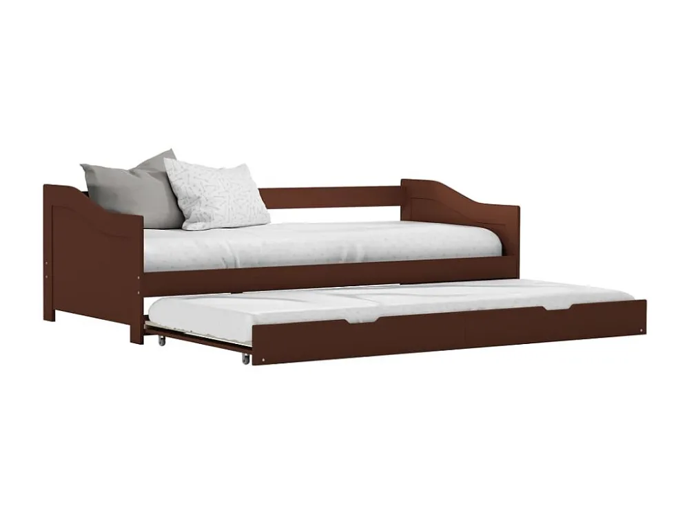 Conjunto de Cama de Algodão Estrutura sofá-cama de puxar 90x200 cm madeira pinho castanho