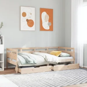 Conjunto de Cama de Algodão Sofá-cama com gavetas 90x190 cm madeira de pinho maciç