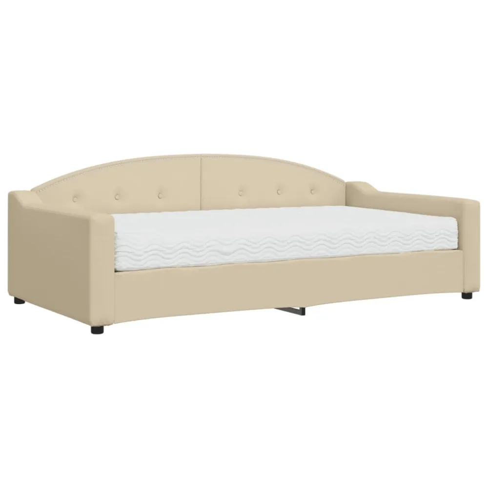 Conjunto de Cama de Casal Sofá-cama com colchão 100x200 cm tecido cor creme