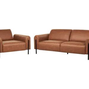 Conjunto de sofás 4 lugares em tecido castanho dourado ASKIM Design Escandinavo