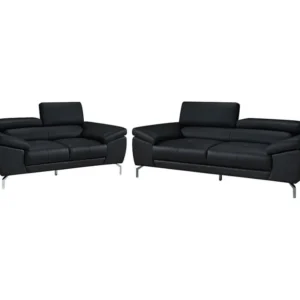 Sofá de 3 + 2 lugares em pele de búfalo Preto - GRETEL para Decoração Completa